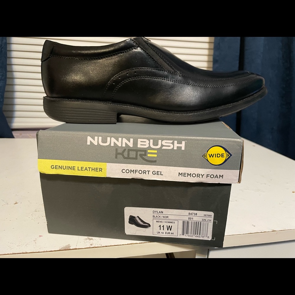 Nunn Bush Dylan Slip on Mens Black Leather Loafer 11W Brand New in Box